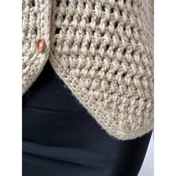 Partners Crochet Vest Size Medium Beige Acrylic - Picture 10 of 13